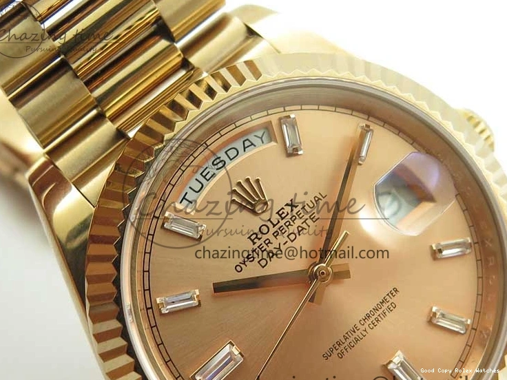 Good Copy Rolex Watches RG Popular RG Bracelet T on New 228239 BP Dial 2834 Markers Version 40mm RG Day-Date President Dial 904 A Crystal 0111